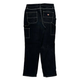 Dickies Contrast Stitch Carpenter Trousers - 30W UK 10 Black Cotton