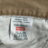 Wrangler Carpenter Trousers - 30W 32L Brown Cotton