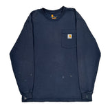 Carhartt Long Sleeve T-Shirt - Medium Navy Cotton