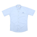 CINTAS Mens Blue Shirt S Cotton Blend Short Sleeve Button Down Work Shirt