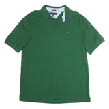 TOMMY HILFIGER Mens Green Polo Shirt XL Cotton Short Sleeve Plain Casual Top