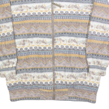 HABAND Womens Beige & Grey Patterned Zip Up Jacket M Polyester Soft Warm