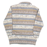 HABAND Womens Beige & Grey Patterned Zip Up Jacket M Polyester Soft Warm