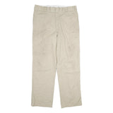 DICKIES Mens Regular Fit Beige Cotton Trousers W36 L31 Workwear Zip Closure