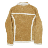 CHE-BELLA Womens Beige Velvet Zip Jacket Plain M Stylish Warm Casual