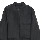 CASSIA Mens Black Quilted Jacket M Woven Zip Up Stylish Casual Outerwear