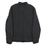 CASSIA Mens Black Quilted Jacket M Woven Zip Up Stylish Casual Outerwear