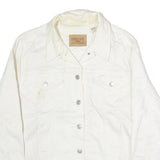 LEVI'S Womens White Cotton Denim Jacket 2XL Button Closure Classic Fit