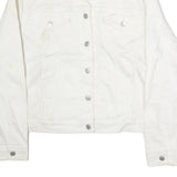 LEVI'S Womens White Cotton Denim Jacket 2XL Button Closure Classic Fit