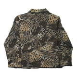 JANE ASHLEY Womens Black & Beige Animal Print Button Jacket S Cotton Blend