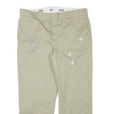 DICKIES Mens Cotton Blend Beige Regular Fit Straight Trousers W38 L28 Workwear