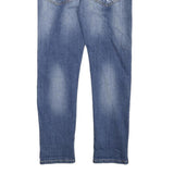 ICEBERG Womens Slim Blue Denim Stone Wash Jeans W28 L27 Distressed Zip