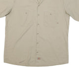 DICKIES Mens Beige Cotton Blend Work Shirt XL Short Sleeve Button Pockets
