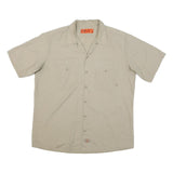 DICKIES Mens Beige Cotton Blend Work Shirt XL Short Sleeve Button Pockets