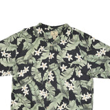 JAMAICA JAXX Mens Black & Green Hawaiian Silk Shirt XL Tropical Print Summer