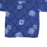 PURITAN Mens Blue Rayon Short Sleeve Shirt L Patterned Button Collar Summer