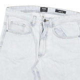 Mens Light Blue Cotton Blend Denim Casual Shorts L W30 Loose Fit Comfortable