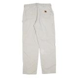 CARHARTT Mens Cotton Blend White Relaxed Straight Leg Trousers W34 L34 Workwear