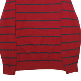 TOMMY HILFIGER Mens Red & Navy Striped Patterned V-Neck Plain Basic Knit L