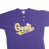 RUSSELL ATHLETIC Mens Purple & Yellow Gavit Softball T-Shirt L Short Sleeve Crew