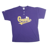 RUSSELL ATHLETIC Mens Purple & Yellow Gavit Softball T-Shirt L Short Sleeve Crew