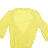 ALL SAINTS Womens Yellow Basic Top 3/4 Sleeve Round Neck S Lightweight Casual