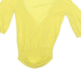 ALL SAINTS Womens Yellow Basic Top 3/4 Sleeve Round Neck S Lightweight Casual