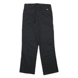 DICKIES Mens Black Cotton Blend Regular Straight Trousers W32 L30 Workwear Zip