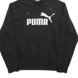 PUMA Womens Black Hoodie M Cotton Blend Pullover Sweatshirt Logo Print