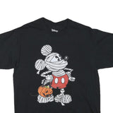 DISNEY Mens Black Mickey Mouse Halloween Graphic T-Shirt S Crew Neck Short