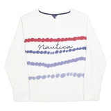 NAUTICA Womens White Blue Red Sweatshirt Crew Neck XL Cotton Blend Casual