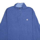 CHAPS Mens Blue Pullover Plain 1/4 Zip Cotton Blend Jumper 2XL Casual Comfort