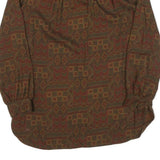 Womens Brown & Red Pattern Cotton Blend Shirt M Long Sleeve Button