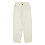 MEXX Womens Cream Relaxed Straight Cotton Blend Trousers W26 L26 Stylish Zip