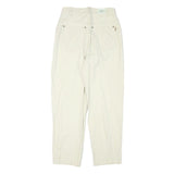 MEXX Womens Cream Relaxed Straight Cotton Blend Trousers W26 L26 Stylish Zip
