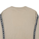 CHAMPION Mens Beige Cotton Blend Crew Neck M Logo Tape Sleeve Sweatshirt