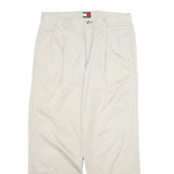 TOMMY HILFIGER Mens Cotton Cream Regular Straight Trousers W34 L32 Classic