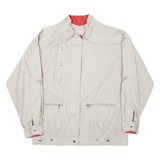 Mens Beige & Red Casual Cotton Blend Button Jacket L Plain Lightweight