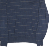 NAUTICA Mens Blue & Grey Patterned Cotton Jumper V-Neck Basic Knit M Casual