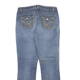 Womens Regular Fit Blue Denim Straight Leg Jeans W32 L30 Embellished Pockets Zip