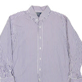 RALPH LAUREN Mens Blue & White Striped Shirt L Classic Cotton Blend Button