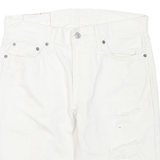 LEVI'S Womens White Denim Cut-Off Shorts M W30 Distressed