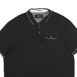 TED BAKER Mens Black Short Sleeve Plain 2XL Cotton Blend Polo Shirt Stylish Fit