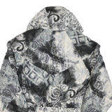 MIZUNO Womens Black & White Printed Zip Jacket L Polyester Blend Casual