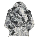 MIZUNO Womens Black & White Printed Zip Jacket L Polyester Blend Casual