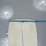Dickies Double Knee Carpenter Trousers - 36W 30L White Cotton