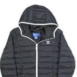 ADIDAS Womens Black Zip Up Puffer Hooded Jacket UK 10 Polyester Blend Casual