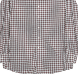 TOMMY HILFIGER Mens White & Brown Check Shirt L Cotton Blend Classic Fit