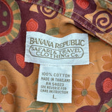 Banana Republic Hawaiian Shirt - Large Orange Cotton