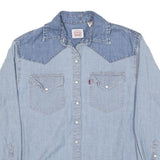 LEVI'S Womens Blue Denim Shirt XS Western Style Cotton Blend Long Sleeve Button